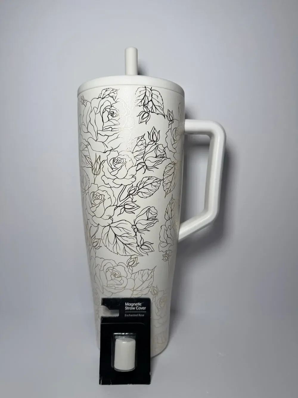 BruMate ENCHANTED ROSE White Gold Metallic 40oz Era Tumbler BNWT + Straw Cover